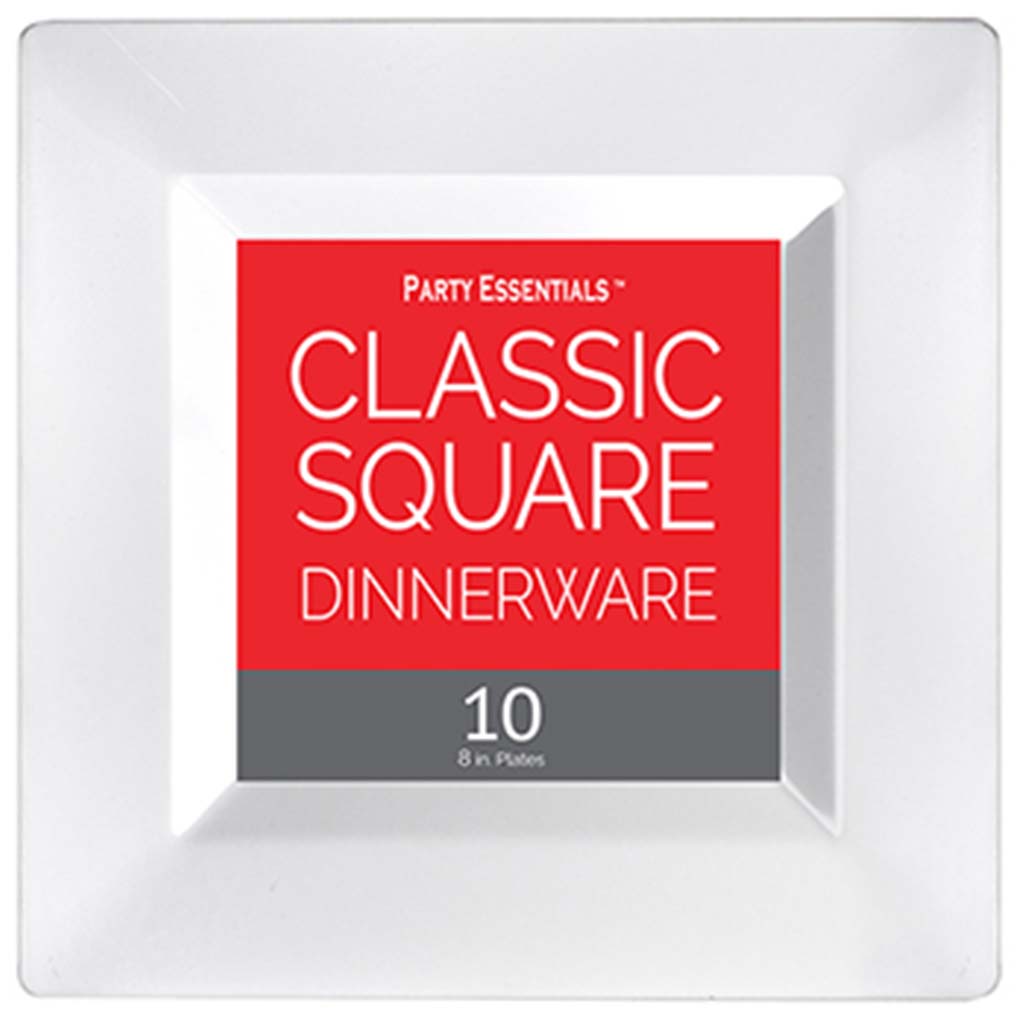 White Classic Square Plates 8in