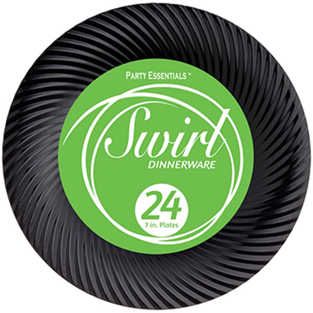 Black Swirl Plates 7in