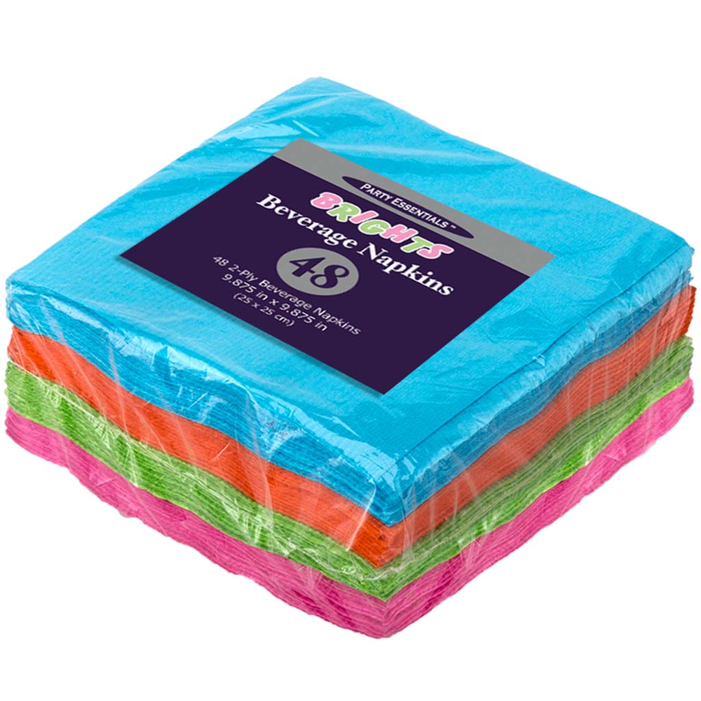 Neon Beverage Napkins, 9.875in