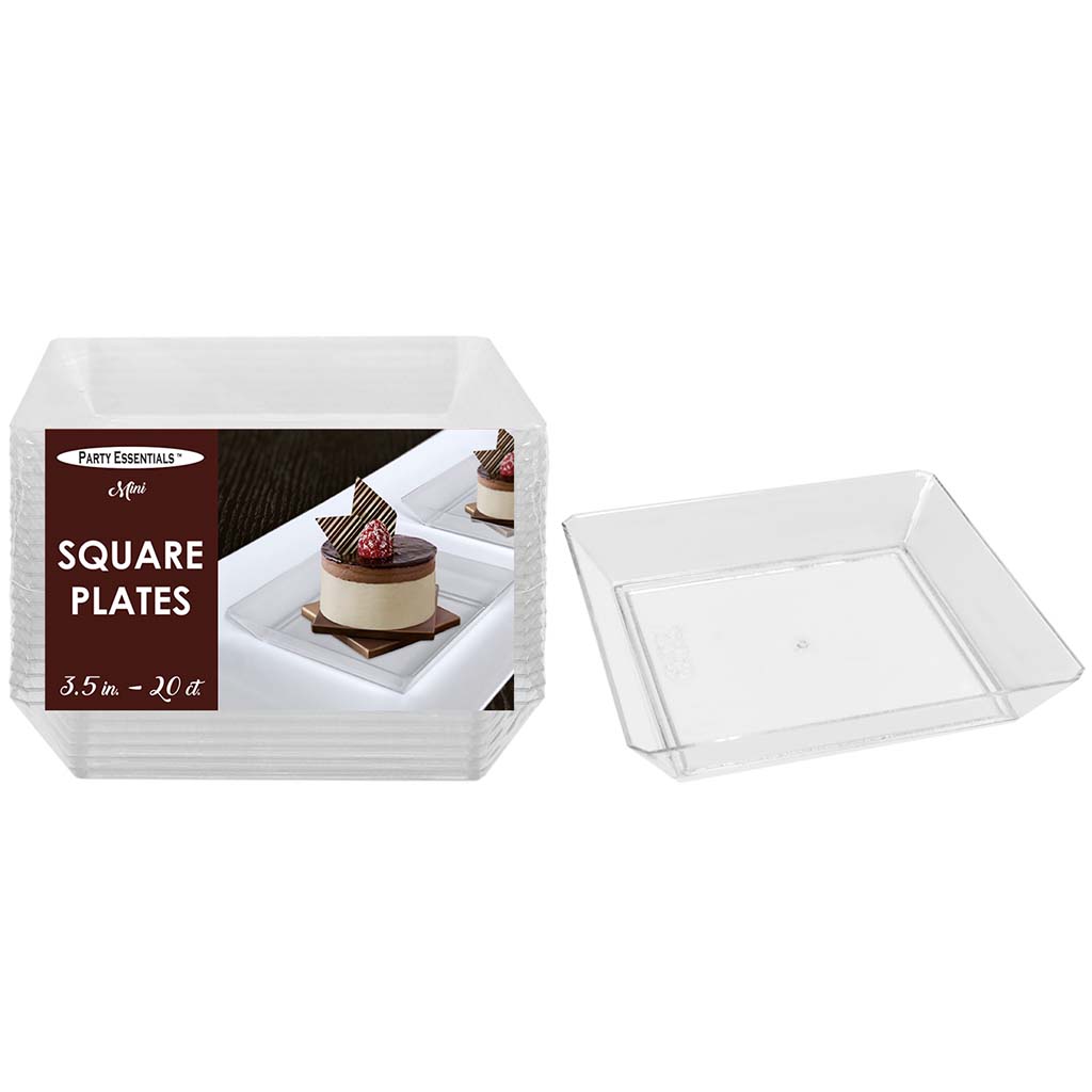 Clear Square Dishes 3.5in