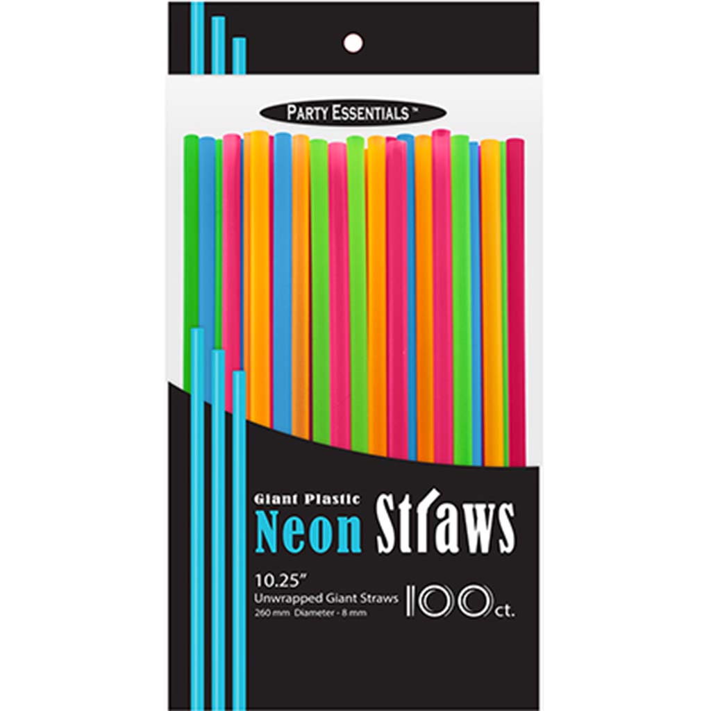 Assorted Neon Giant Straws, 10.25in