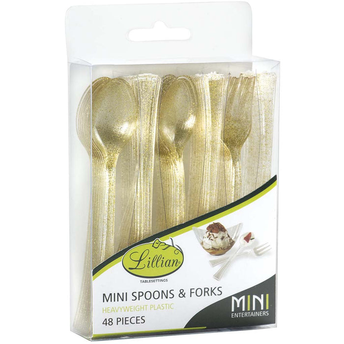 Mini Fork & Spoon, Gold