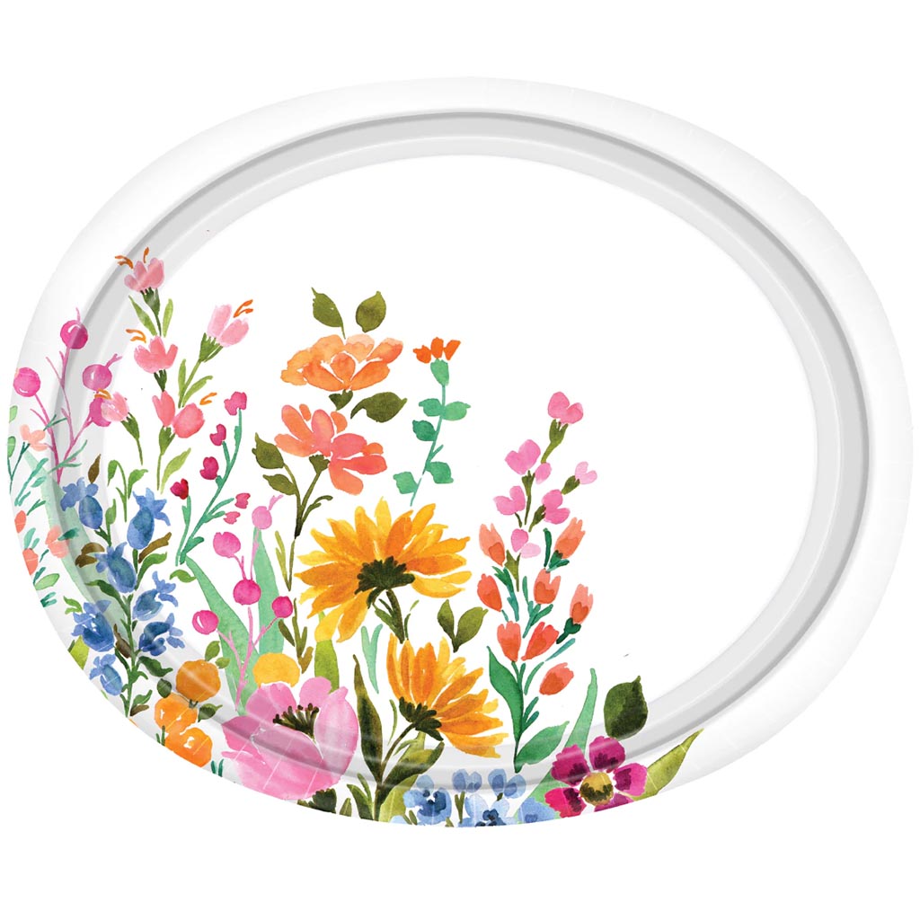 Oval Paper Plate 12in, Perennial