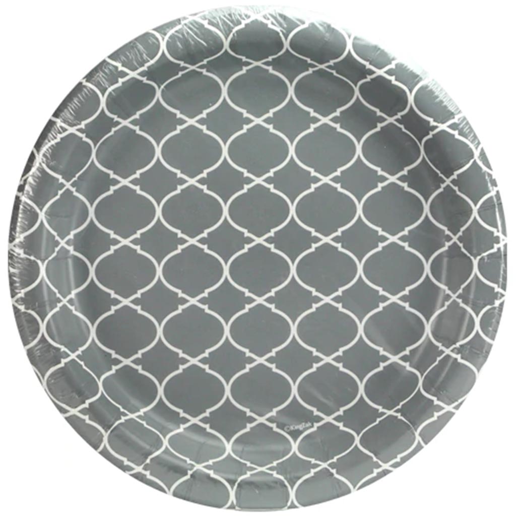 Lattice Paper Plate 10in, Gray