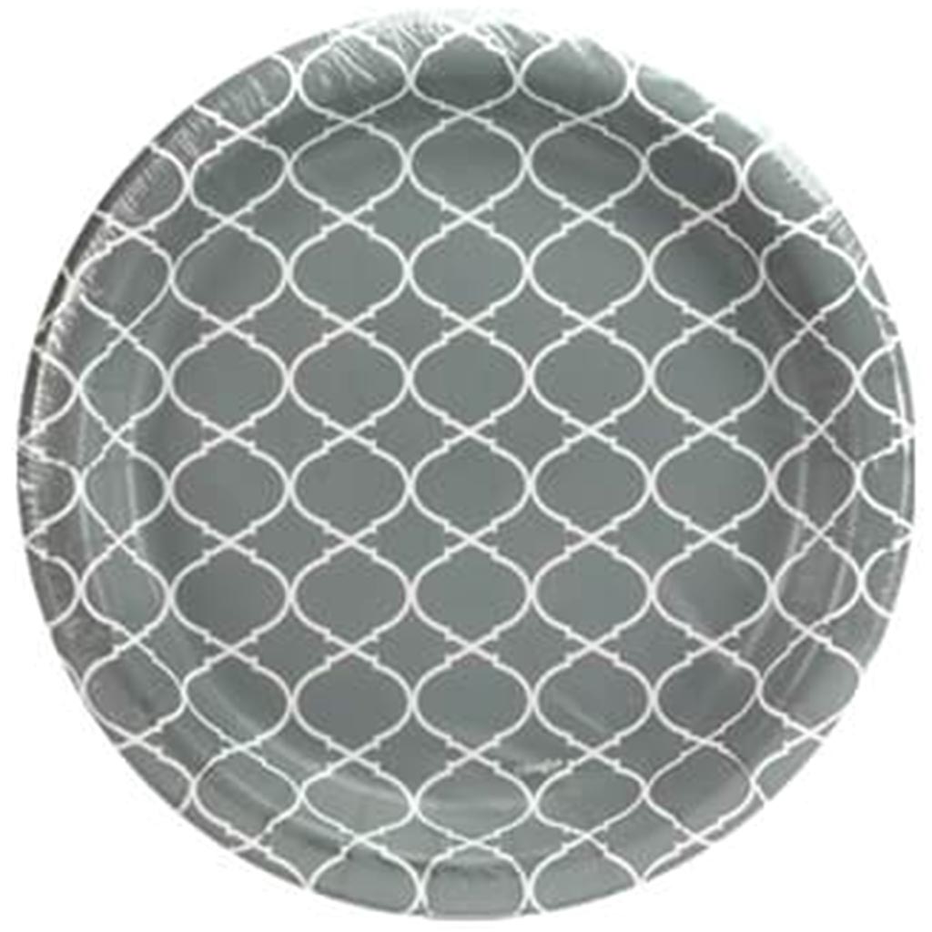 Lattice Paper Plate 7in, Gray