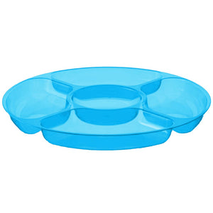 5 Compartment Platter Jewel 12in, Blue