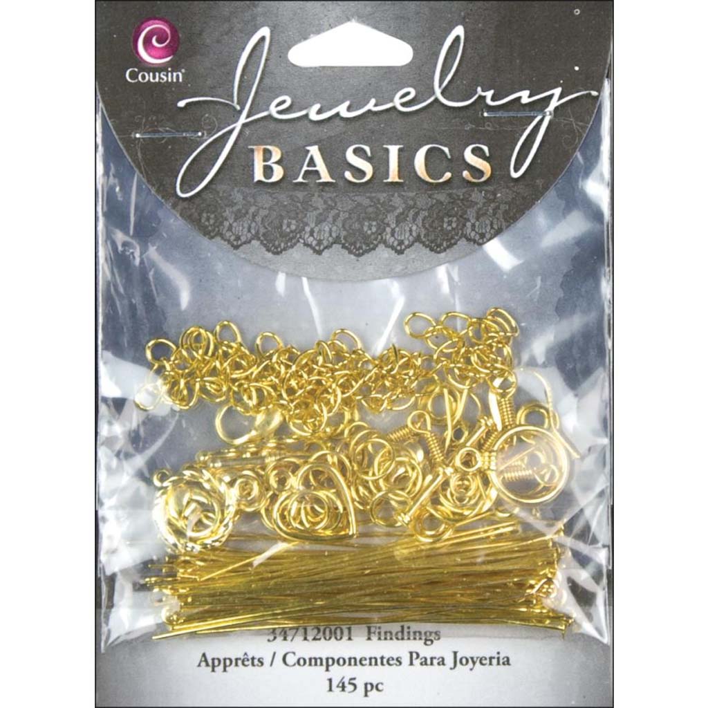 Jewelry Basics Metal Findings Starter Gold, 145Pk