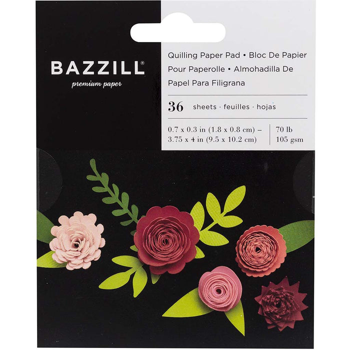Bazzill Quilled Flowers Quilling Paper Pads 36sheets- Rosey