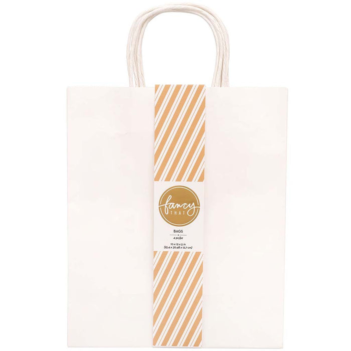 Fancy That Large Gift Bags 10"X12" 4/Pkg-White