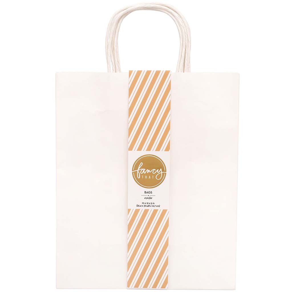 Fancy That Large Gift Bags 10"X12" 4/Pkg-White