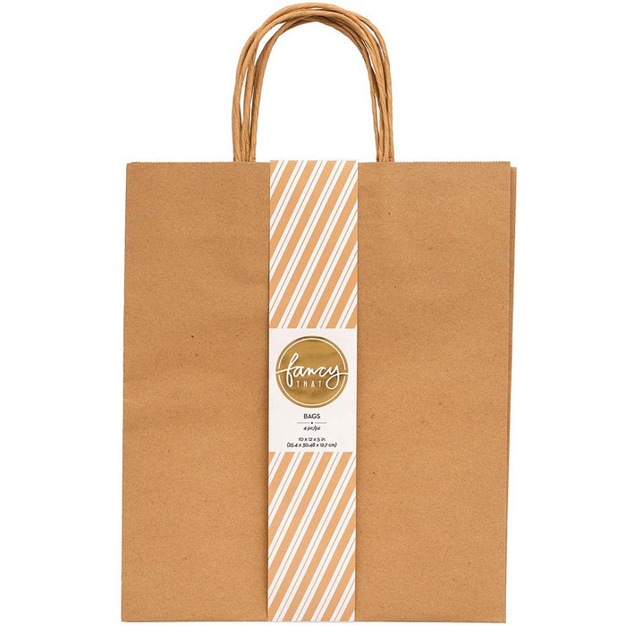Fancy That Large Gift Bags 10"X12" 4/Pkg-Kraft