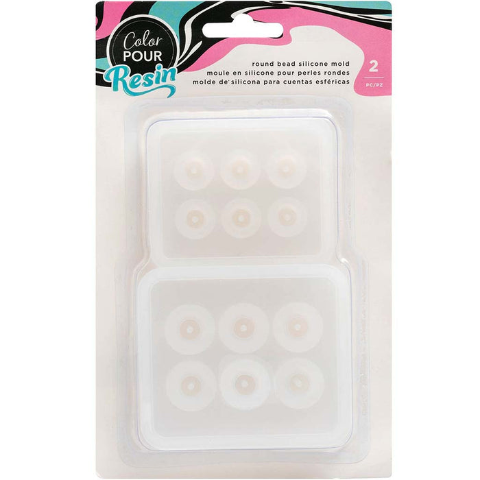 Color Pour Resin Mold- Round Bead, 2pcs