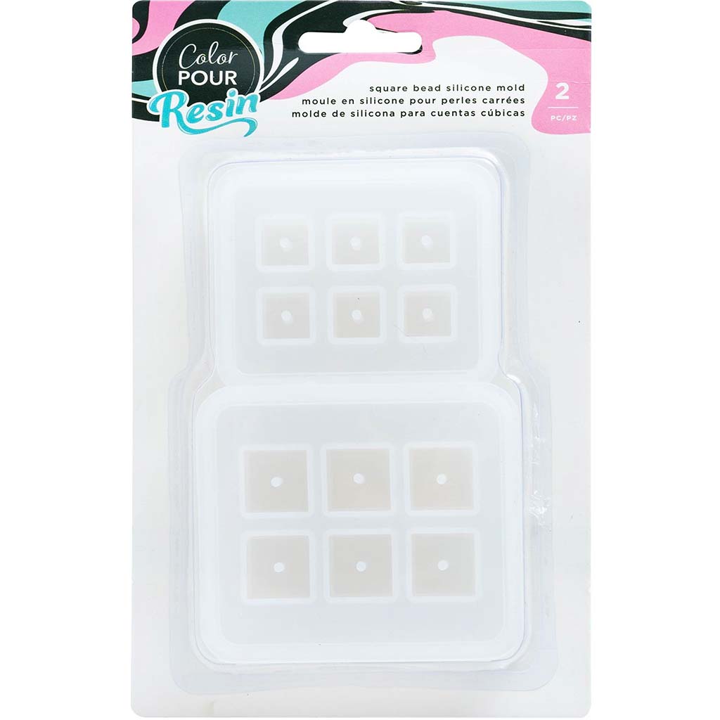 Colour Pour Resin Mold- Square Bead, 2pcs