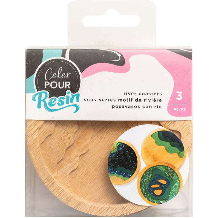 Color Pour Resin Coasters 3 Pack - Layered River