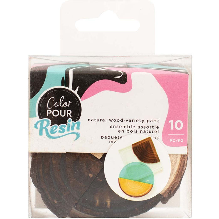 Color Pour Resin Natural Wood Coasters Variety Pack 10pc