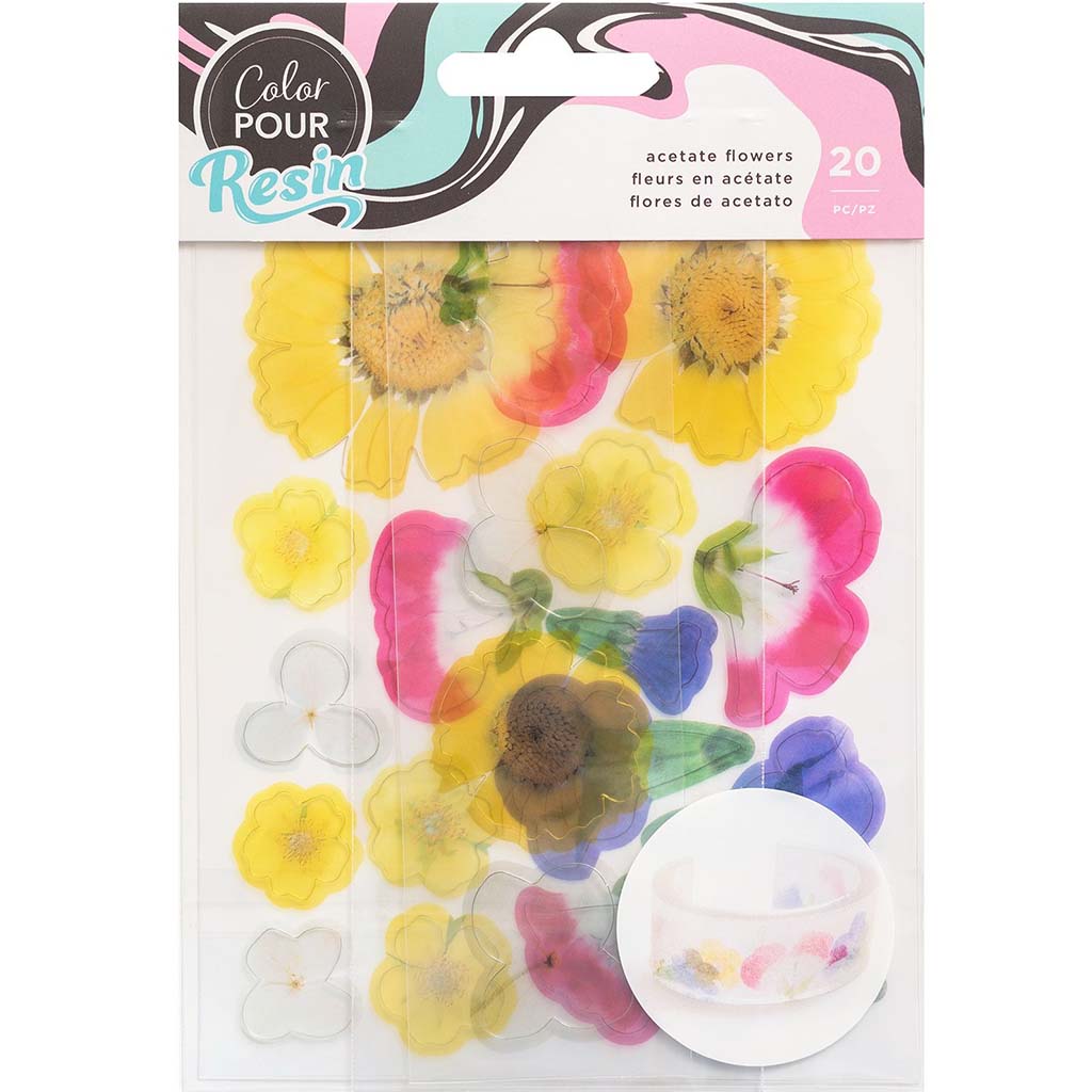 Color Pour Resin Mix In Acetate Flowers