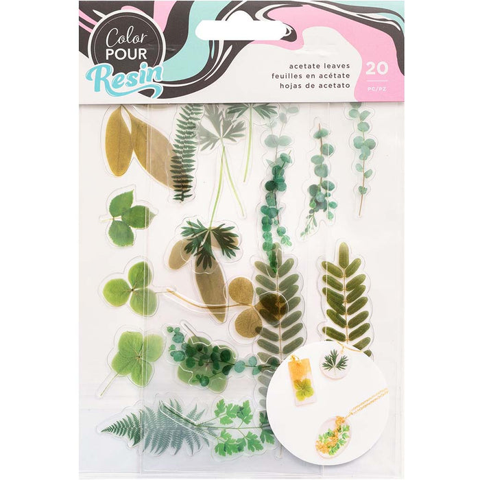 Color Pour Resin Mix In 20/Pkg- Acetate Leaves