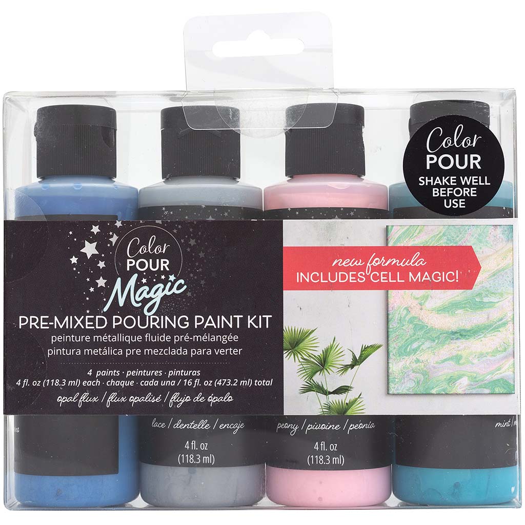 Color Pour Magic Pre-Mixed Paint Kit 4pc-Opal Flux
