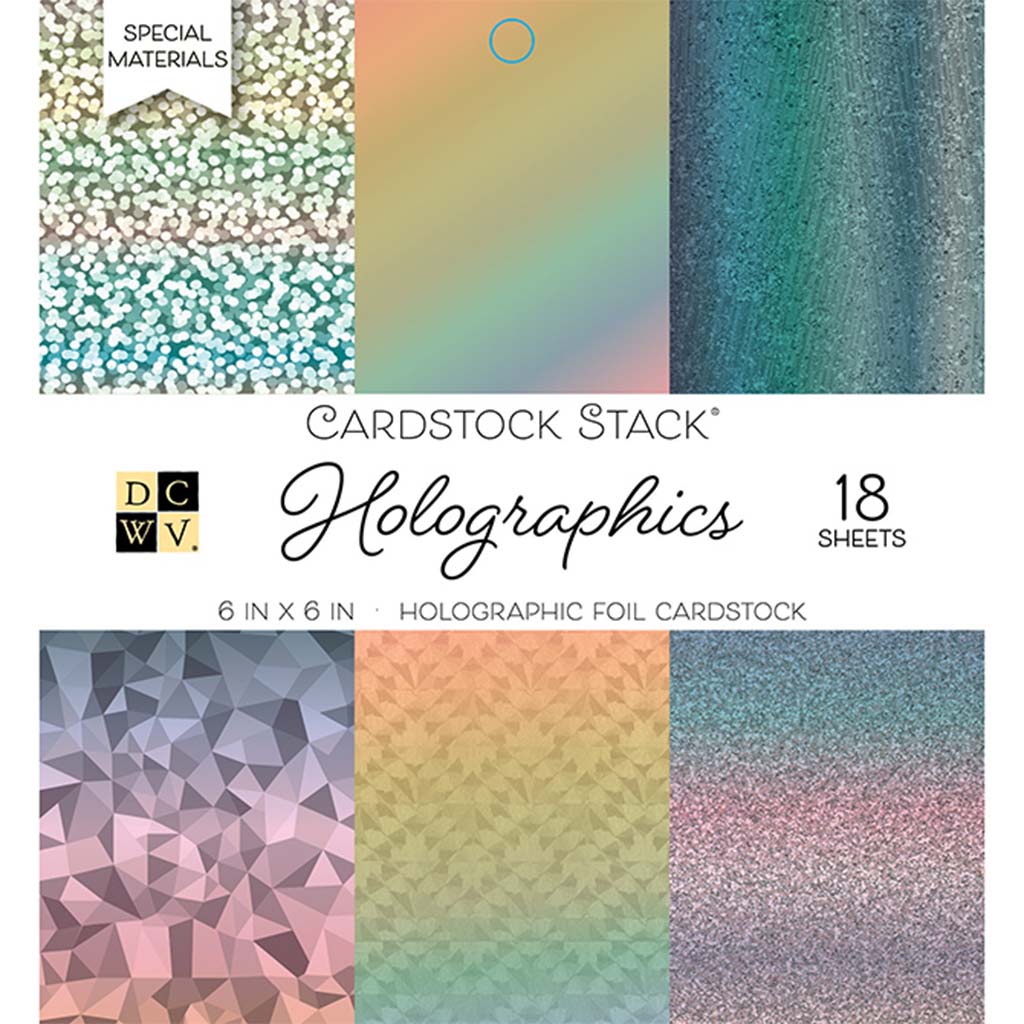 Single Sided Cardstock Stack Holographics 6in x 6in, 18 Sheets
