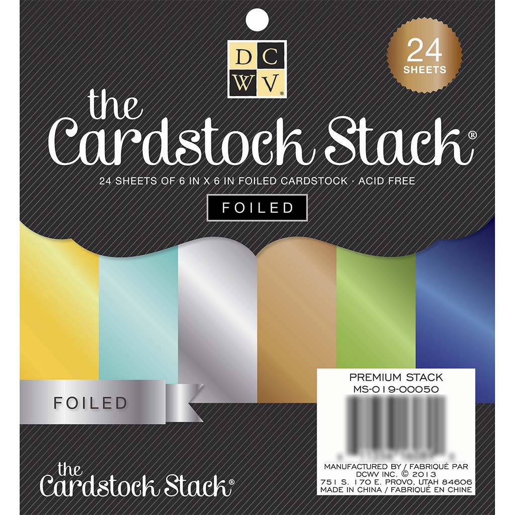 Sinlge Sided Cardstock Stack Foiled 6in X 6in, 24 Sheets