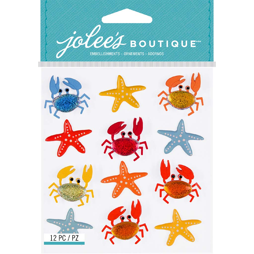 Crabs And Starfish Repeat Stickers, 12pc