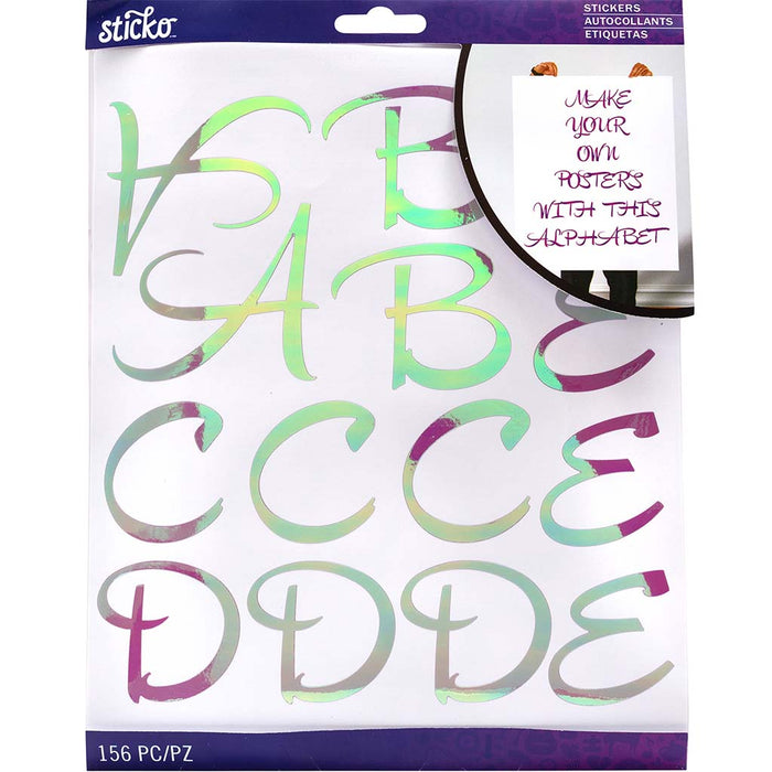 Sticko Iridescent Lavender Hipster Script Alphabet Stickers 156pc