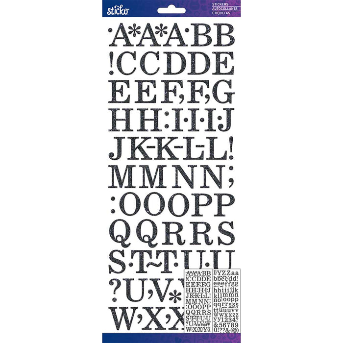 Sticko Black Glitter Corona Alphabet Stickers