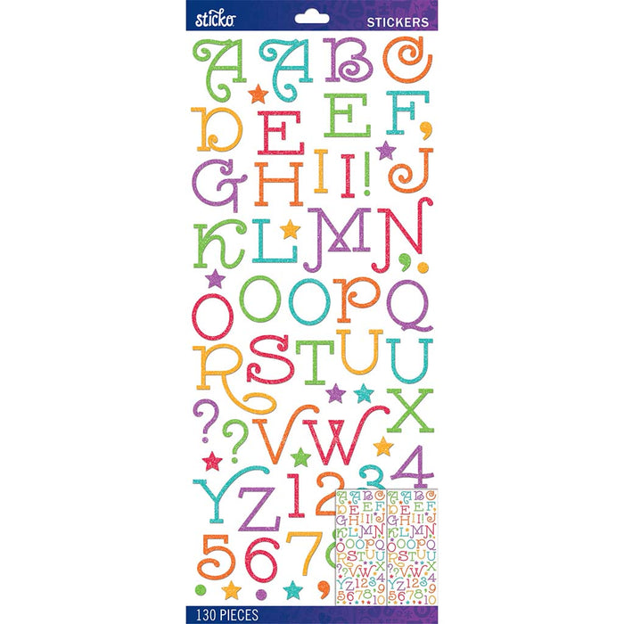 Sticko Gasoline Alley Multi Glitter Alphabet Stickers 130pcs