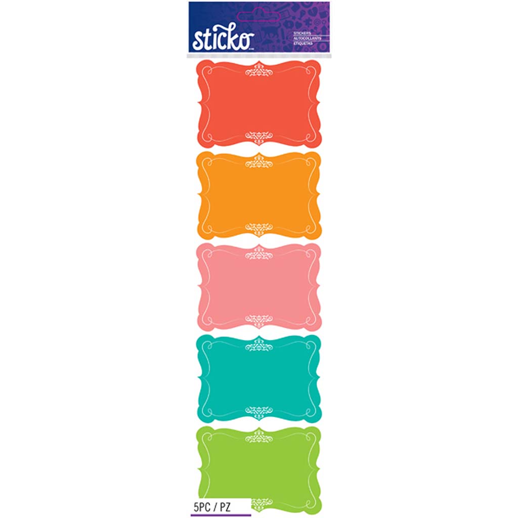 Color Scroll Frames Label Stickers, 5pc