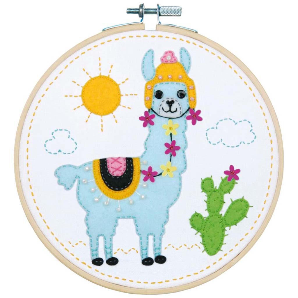 Vervaco Felt Applique Kit 6in, Round Llama