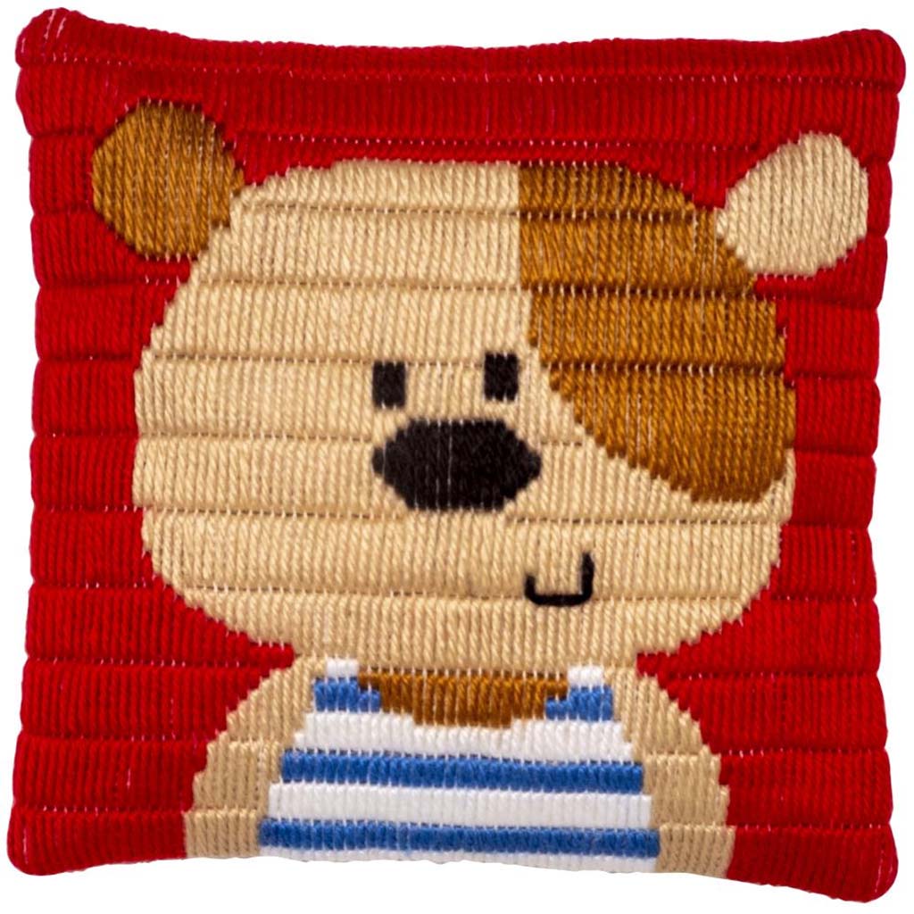 Longstitch Embroidery Cushion Kit Little Bear, 10in x 10in