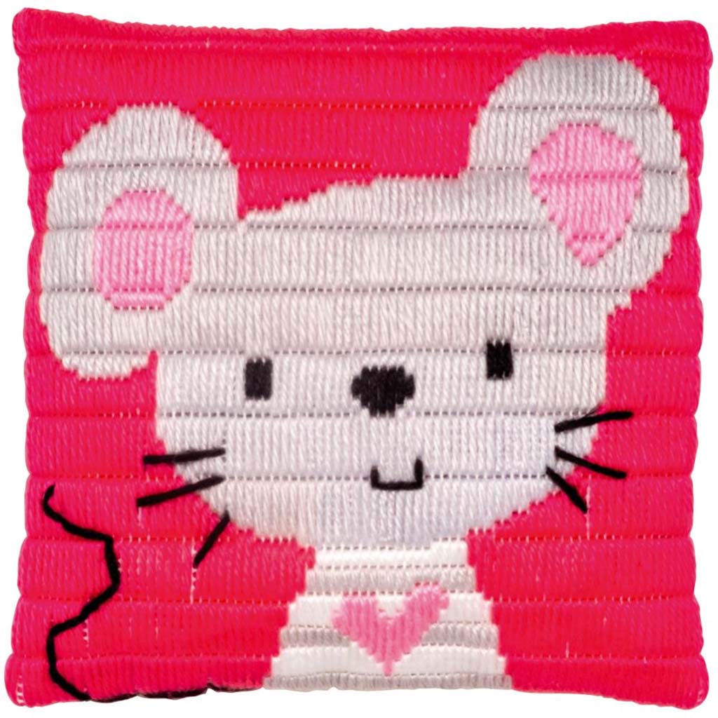 Longstitch Embroidery Cushion Kit Little Mouse, 10in x 10in