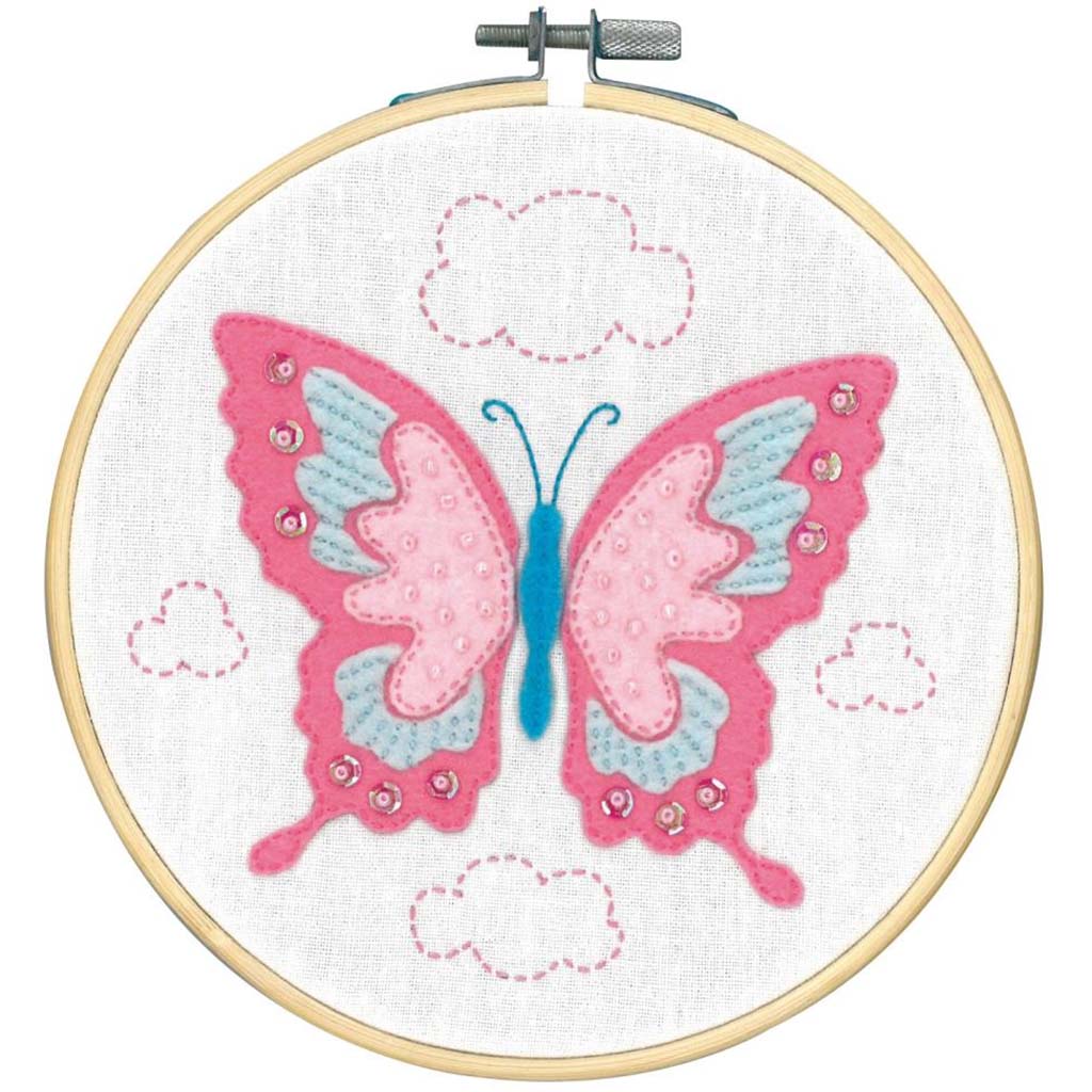 Vervaco Felt Applique Kit 6in, Round Butterfly