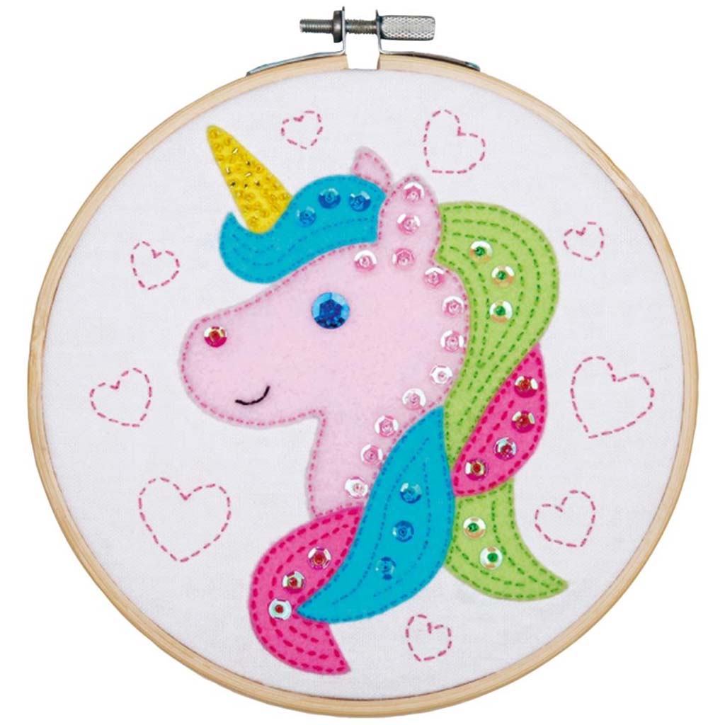 Vervaco Felt Applique Kit 6in, Round Unicorn