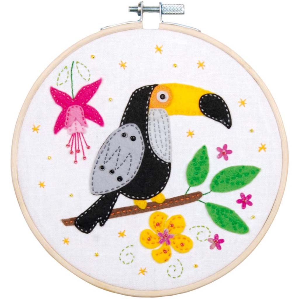 Vervaco Felt Applique Kit 6in, Round Toucan