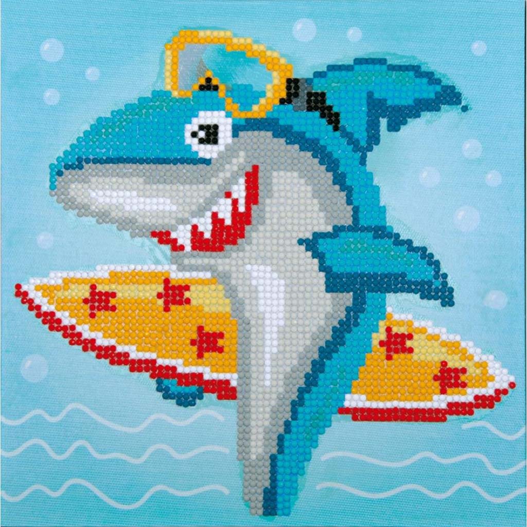 Vervaco Diamond Art Kit 8.6in x 8.6in, Surf Shark