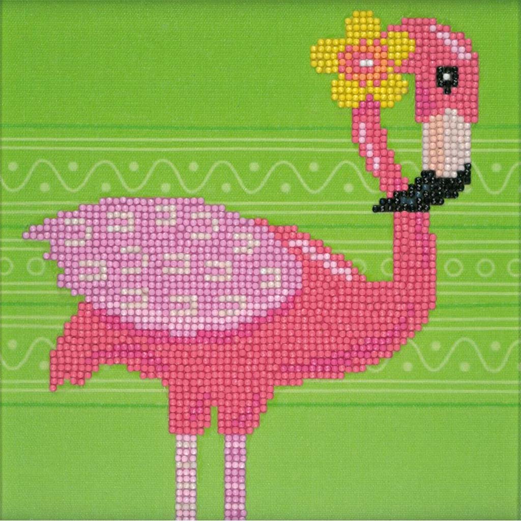 Vervaco Diamond Art Kit 8.6in x 8.6in, Flamingo