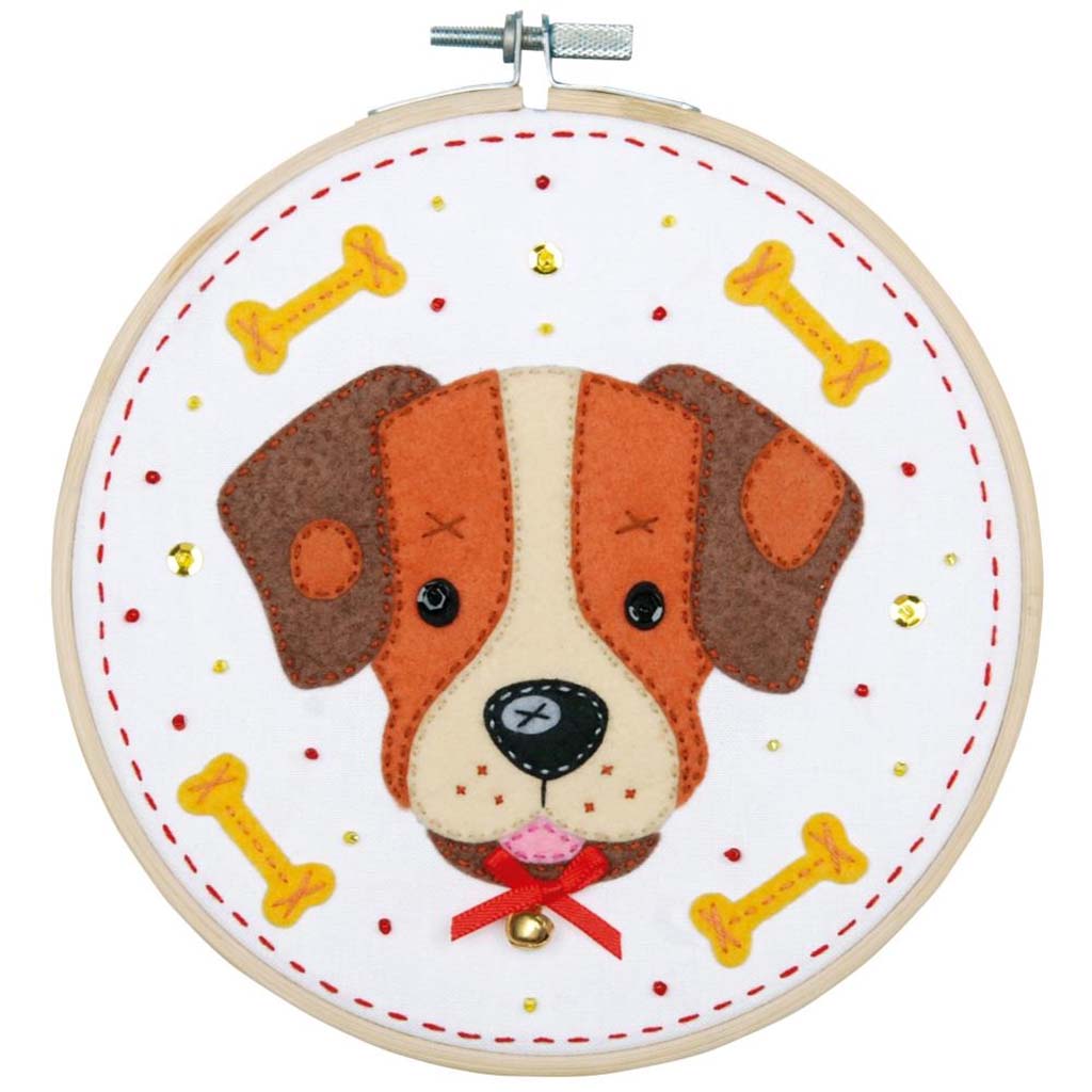 Vervaco Felt Applique Kit 6in, Round Dog