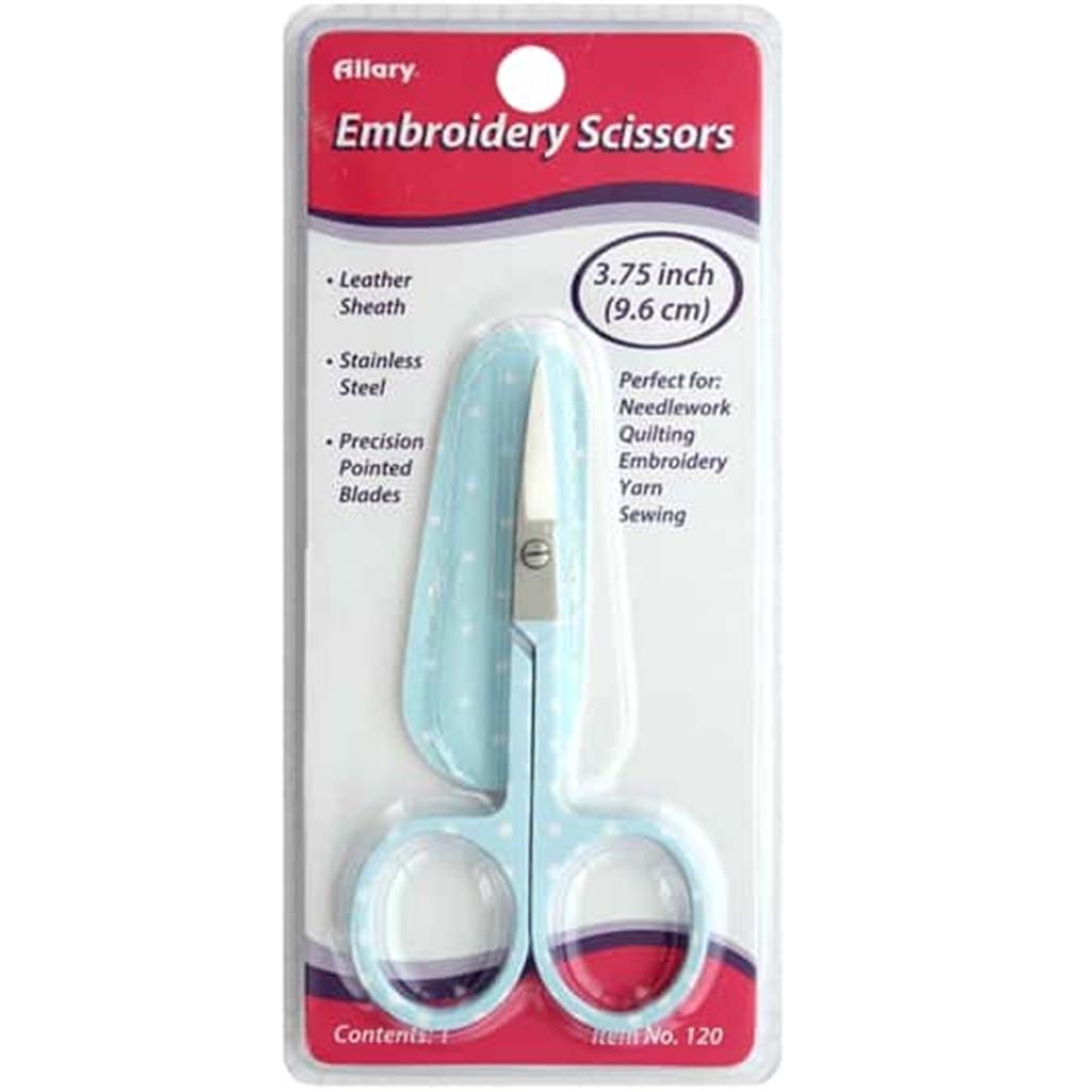 Embroidery Scissors With Leather Sheath 3-3/4in