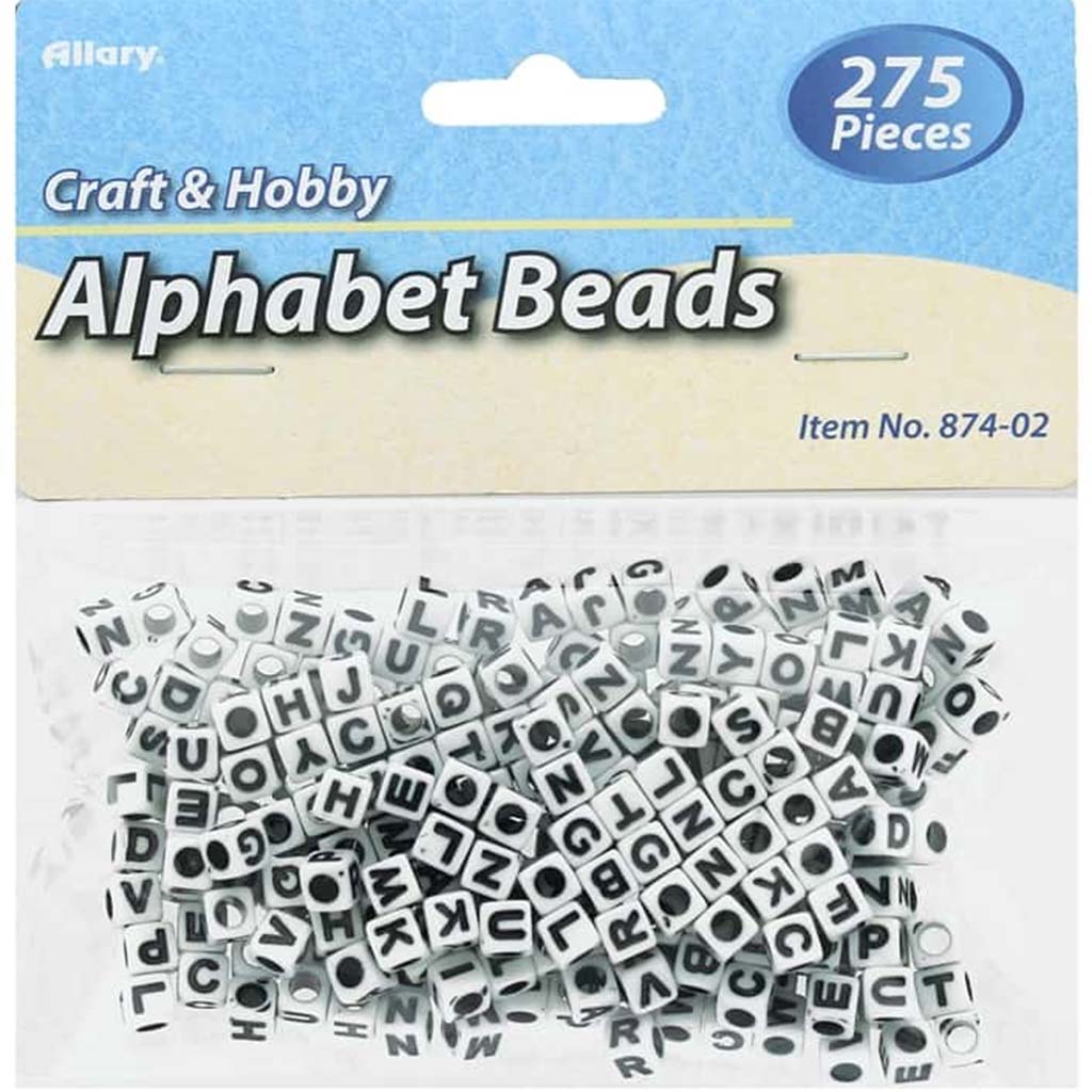 Black &amp; White Alphabet Beads, 275ct