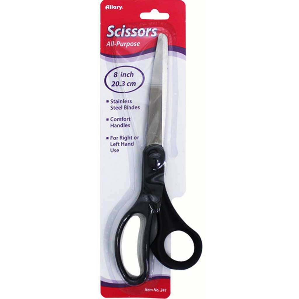 All Purpose Straight Trim Scissors Black, 8in