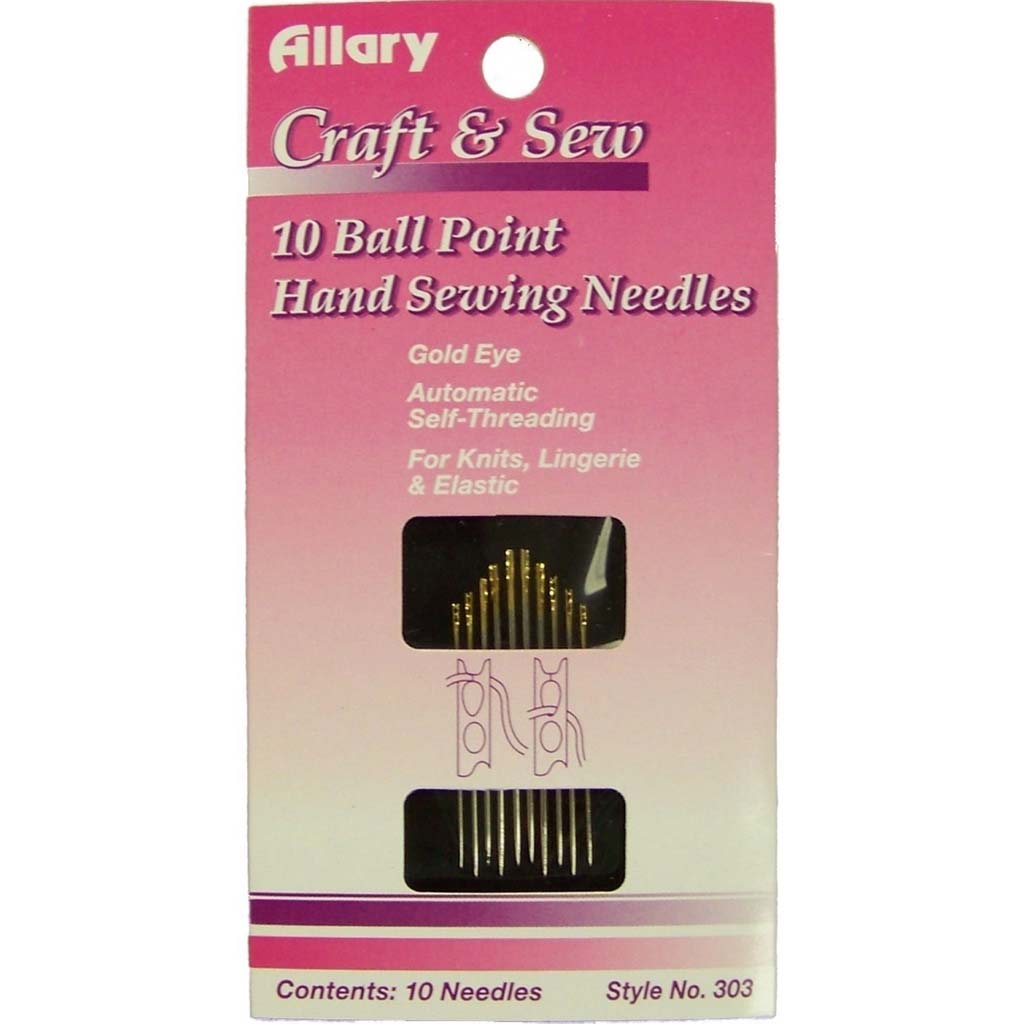 Ball Point Hand Sewing Needles Gold Eye, 10ct