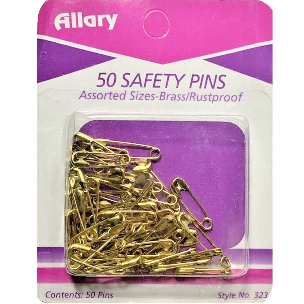 Safety Pins Brass, 50ct