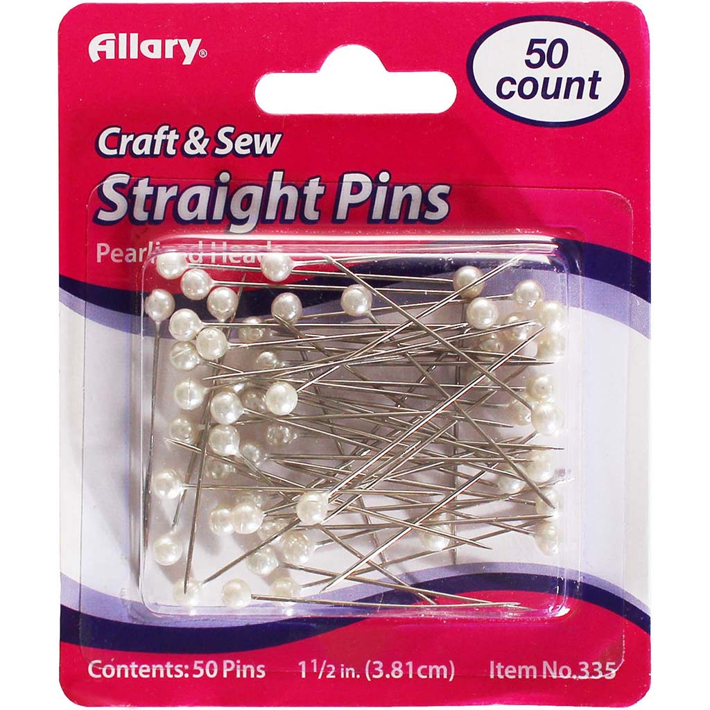 Straight Pins Pearlized White Head, 50ct