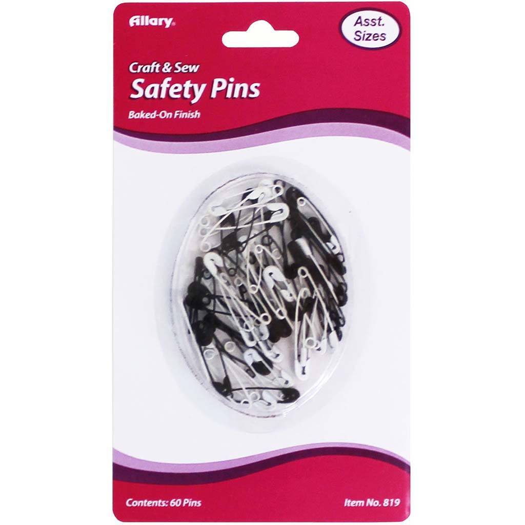 Safety Pins Black &amp; White, 60ct