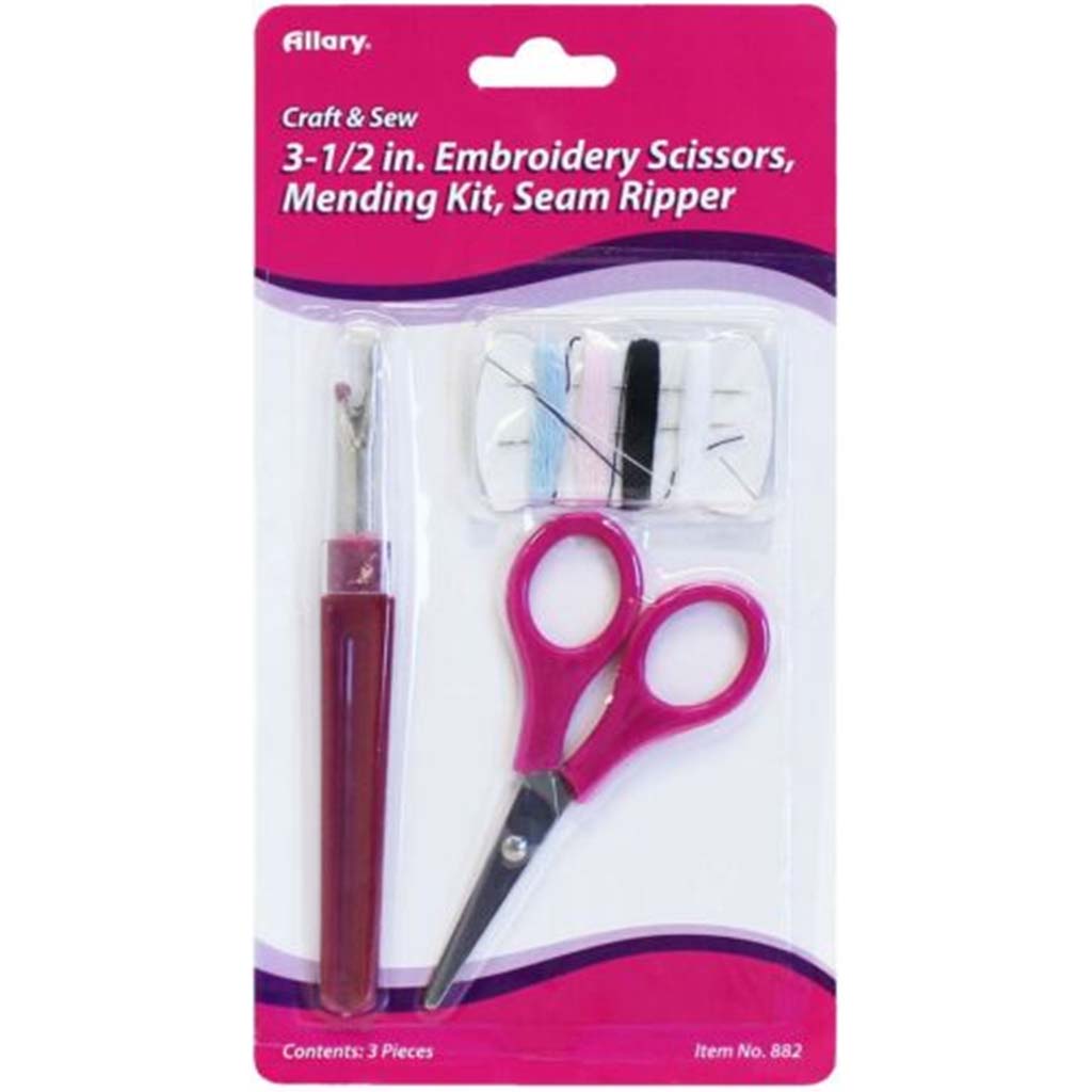 Emroidery Scissors, Mending Kit & Seam Ripper 3.5in