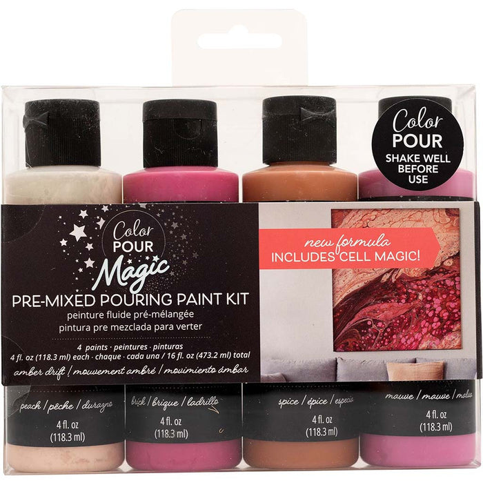 Color Pour Magic Amber Drift Pre-Mixed Paint Kit, 4pk- 4oz