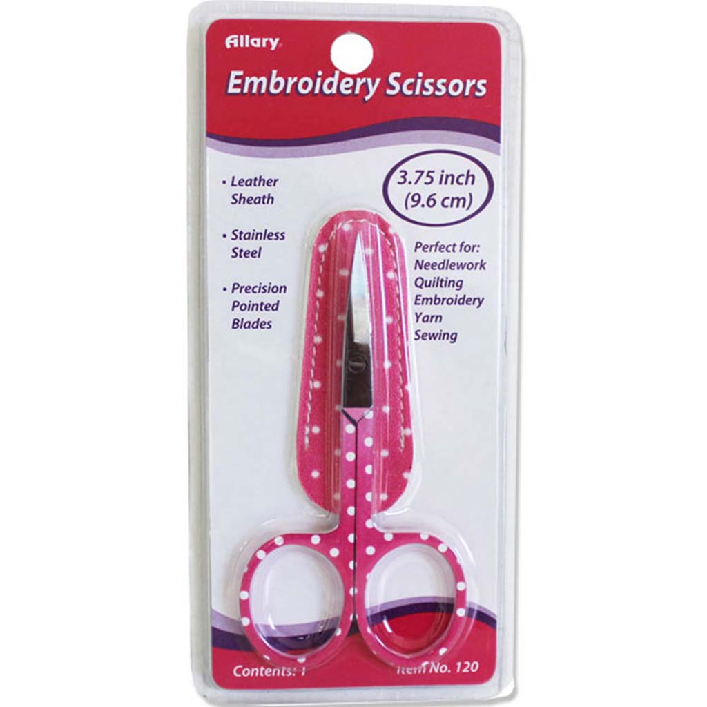 Embroidery Scissors With Leather Sheath 3-3/4in