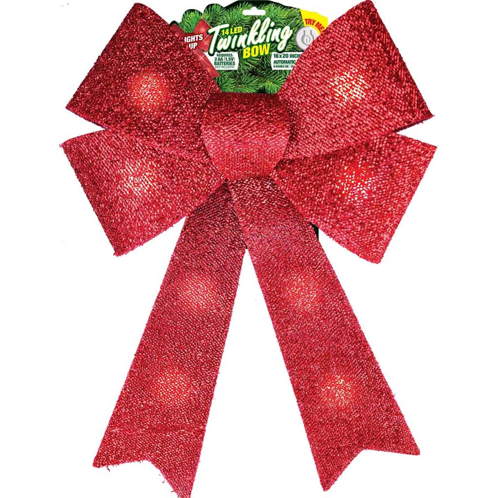14 LED Large Twinkling Bow