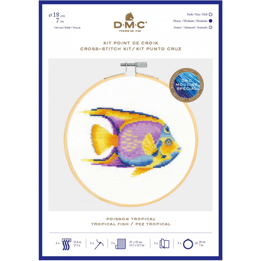 Cross Stitching "Tropical Fish" 18x18cm